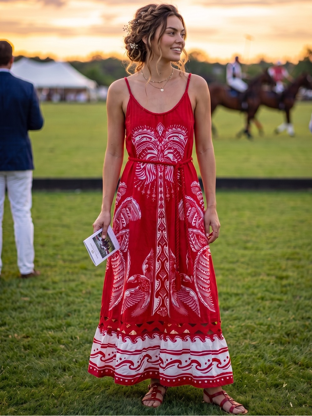 NWT FARM Rio Red Majestic Coconut Tree Print Maxi Dress w/Pockets